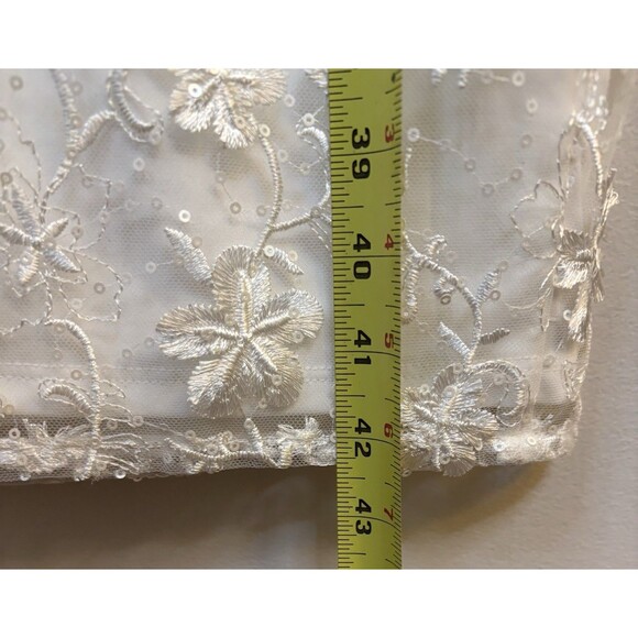 ADRIANNA PAPELL Ivory Floral Embroidered Sheath Dress Women 12 Overlay Cocktail - Picture 13 of 14